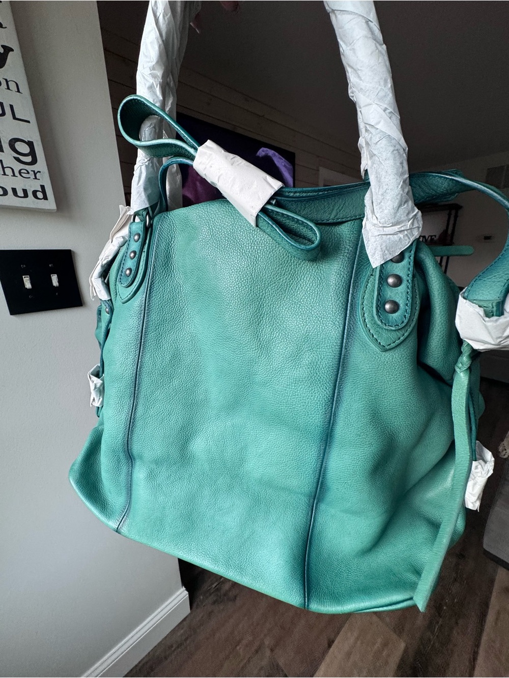 New - Free People Large Emerson Tote - GREENERY - Picture 3 of 8